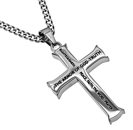 Men's Iron Cross Necklace With Scripture - Image 3