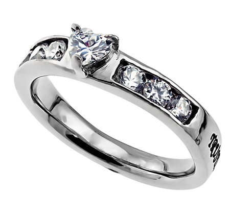 BLING Scripture Solitaire Heart Ring