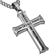 Men’s Iron Cross Necklace With Scripture