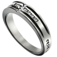 Scripture Sideways Cross Channel Set Ring