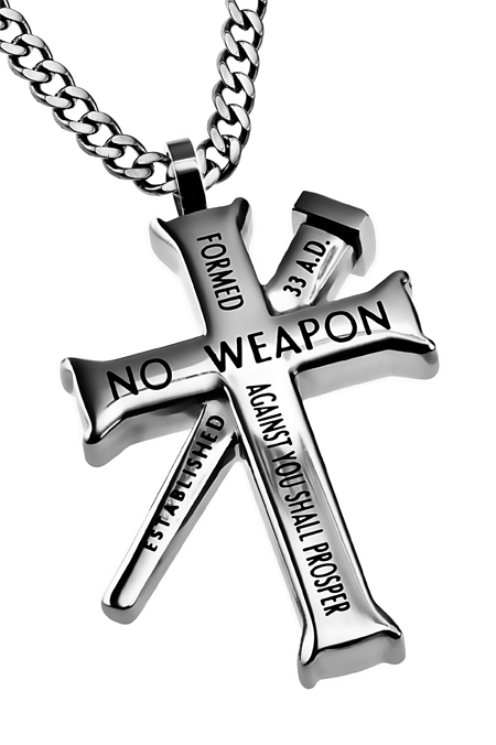 Men's No Weapon Cross Necklace Front