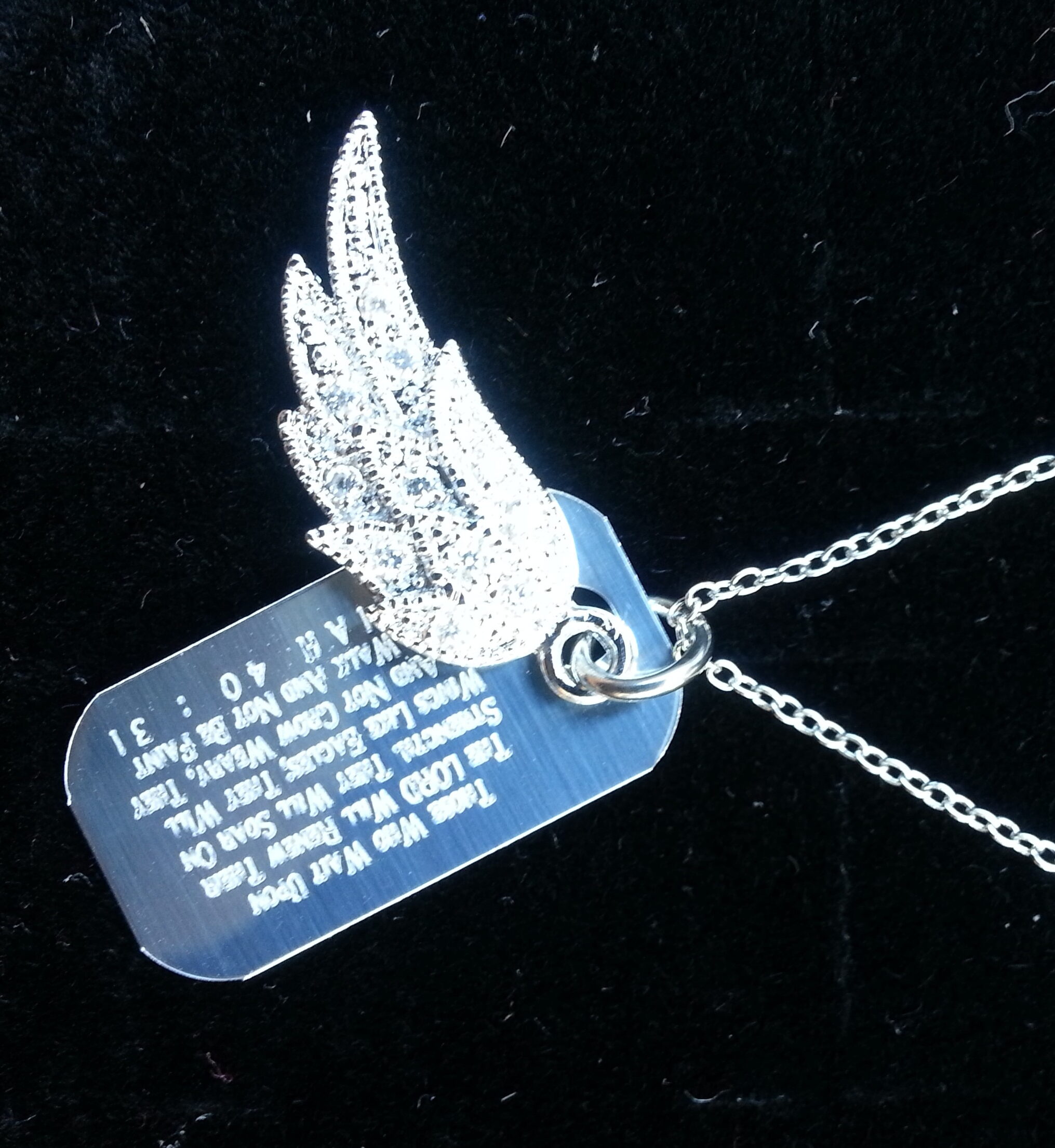 Scripture Necklace with CZ Wing Charm