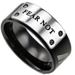 Men's Rings with Scripture Plate Black
