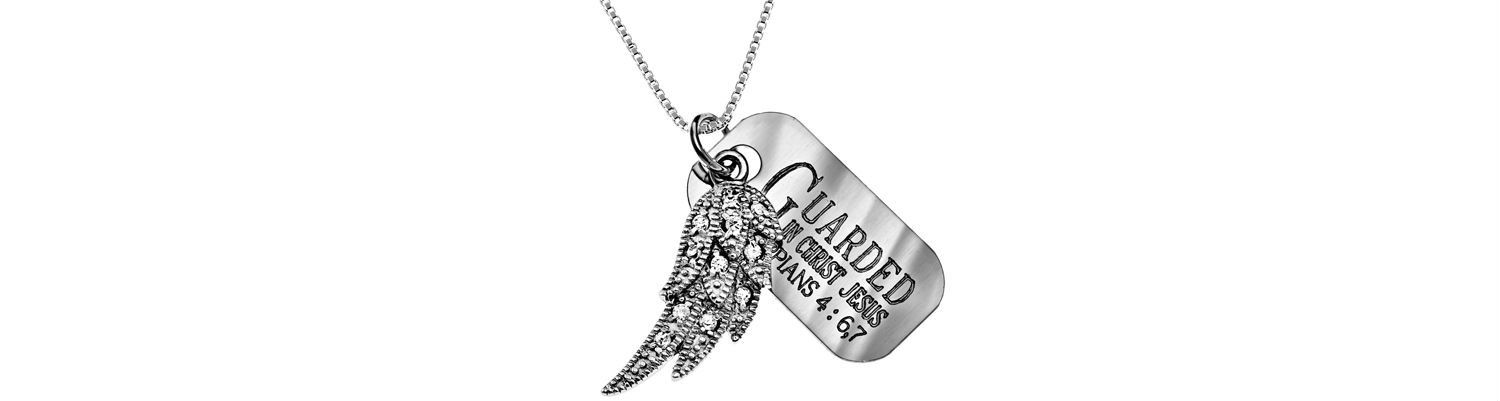 Scripture Necklace with Wing Charm