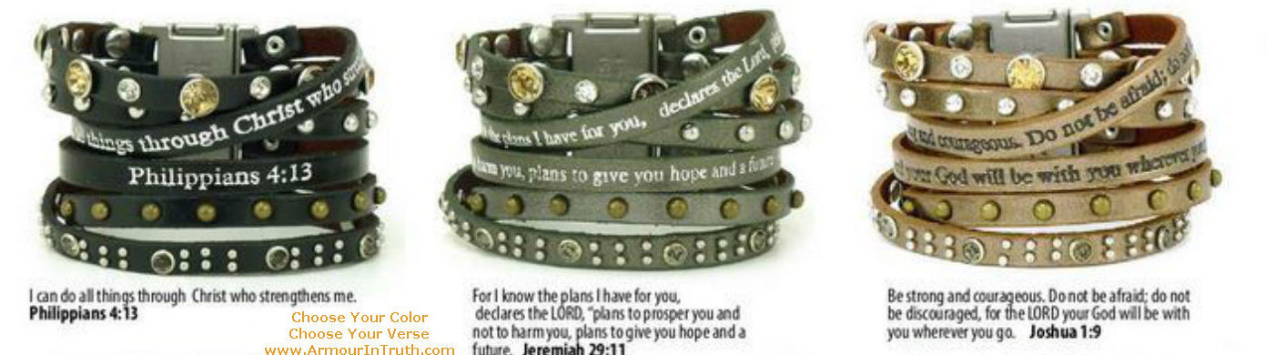 Bible Verse Leather Cuff - Black Silver Script