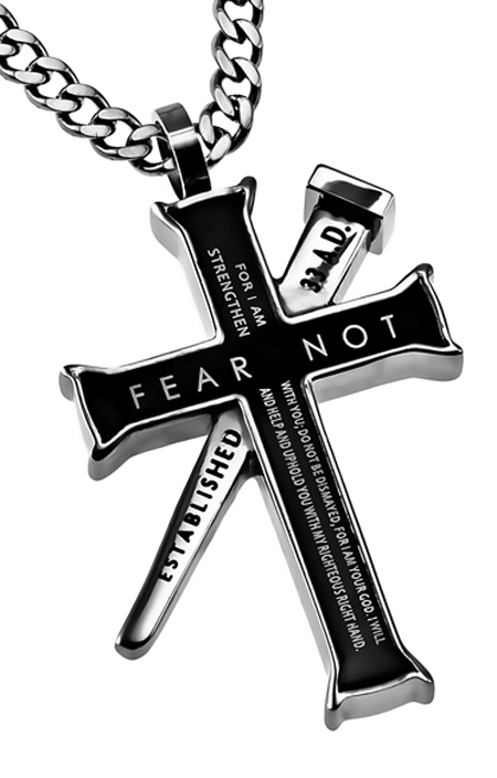 Black Cross Necklace Fear Not