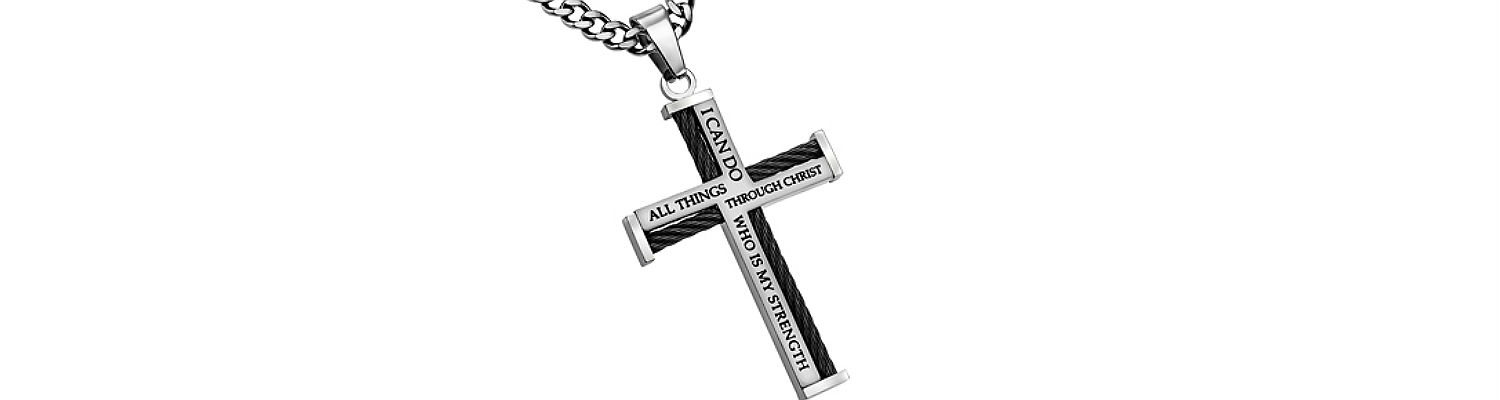 Cable Cross Scripture Necklace