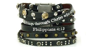 Leather Cuff Black Philippians 4-13