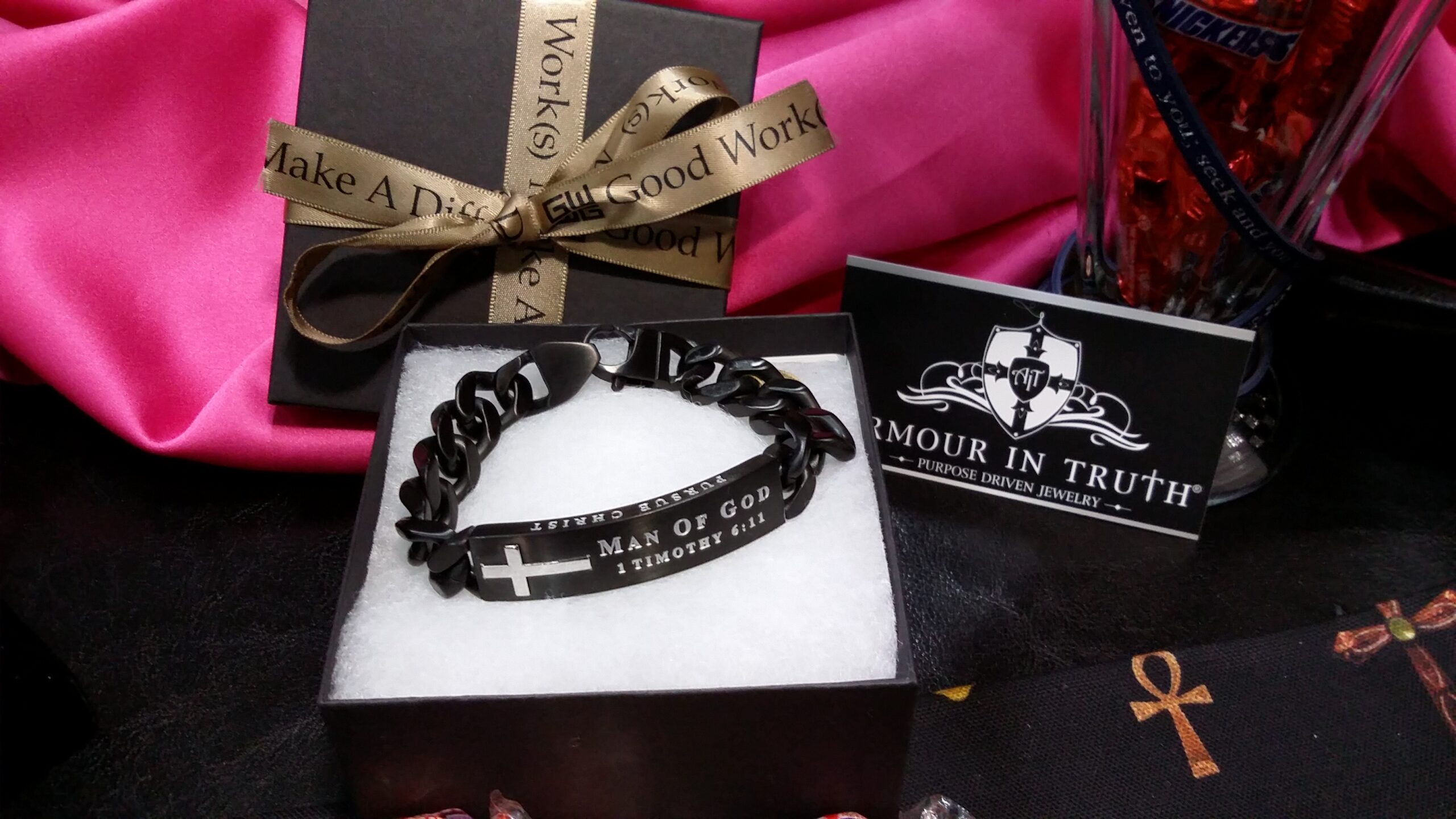 Men's Black ID Bracelet Man of God