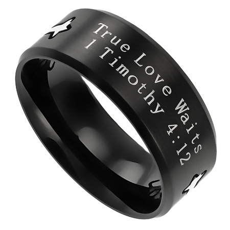Black Cross Ring True Love Waits