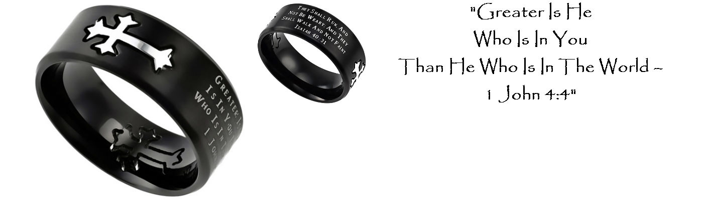 Black Cross Scripture Ring