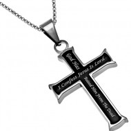 Women’s Black Cross Necklace with Scripture