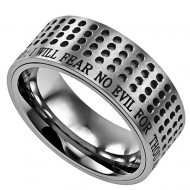 Mens Silver Christian Rings -Sport Mesh