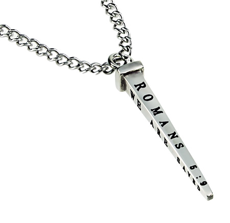 Romans 5 9 We Are Saved Nailed It Necklace