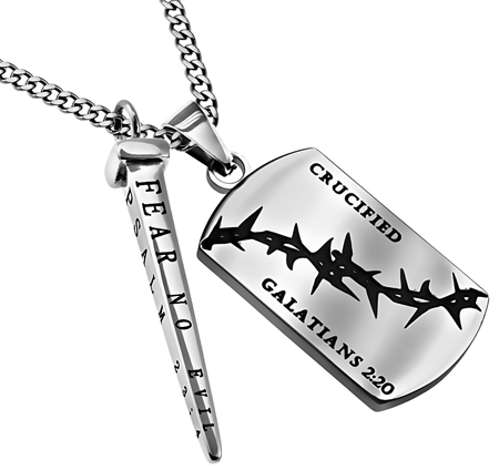 Dog Tag Nail Combo Fear No Evil Christ Lives