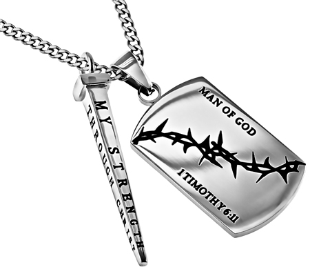 Dog Tag Nail Combo Man of God Christ My Strength
