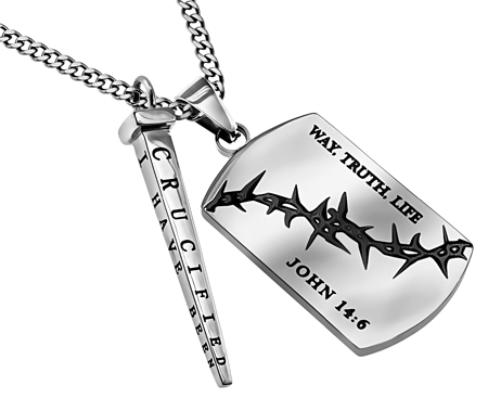 Dog Tag Nail Combo Way Truth Life Christ Lives