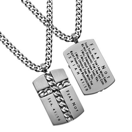 Man of God Cross Chain Necklace Fear Not Silver