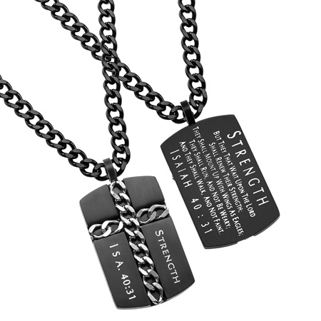 Man of God Cross Chain Necklace Wait Upon The Lord