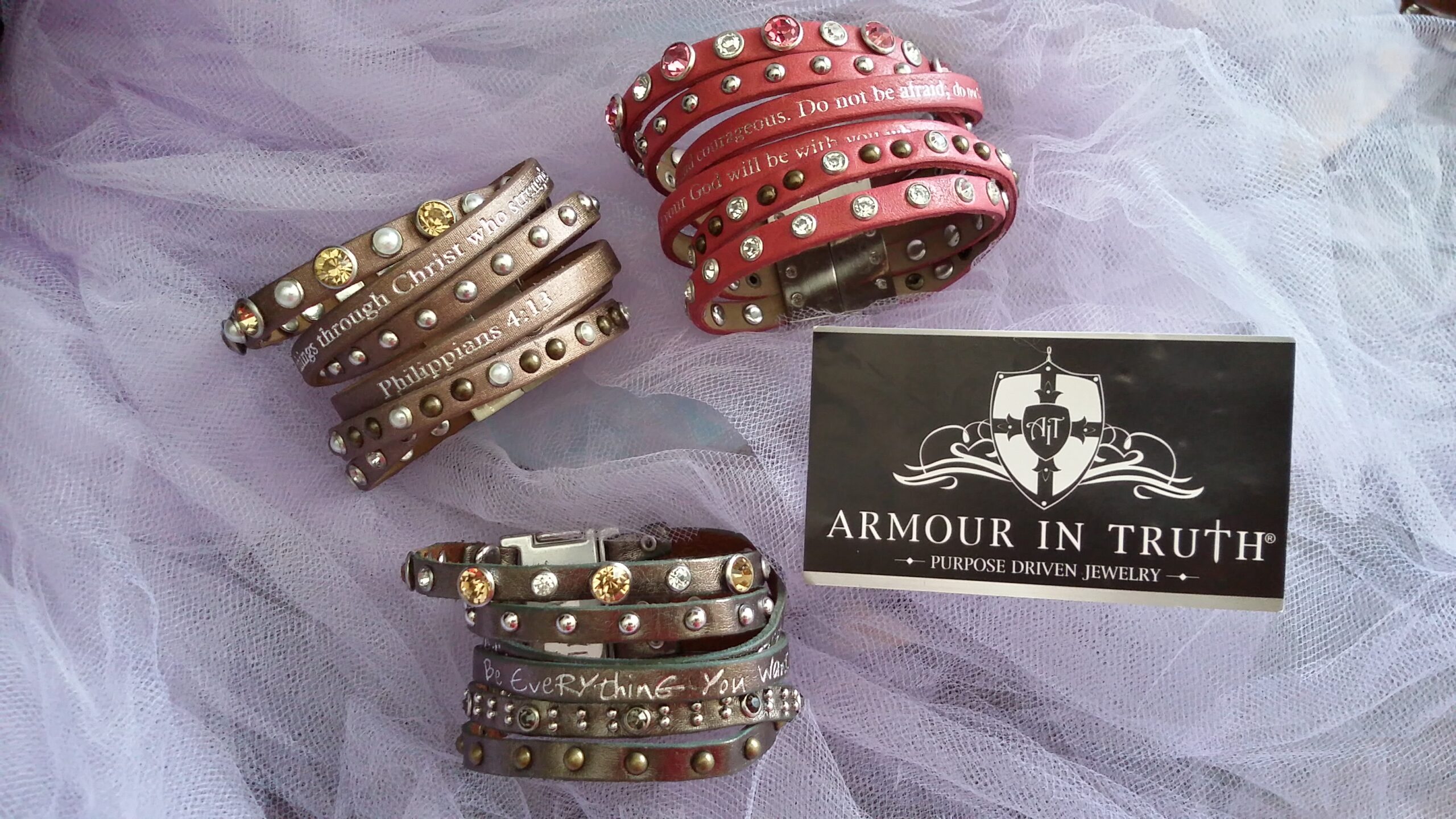 Bible Verse Leather Bracelets & Never Give Up Leather Bracelets