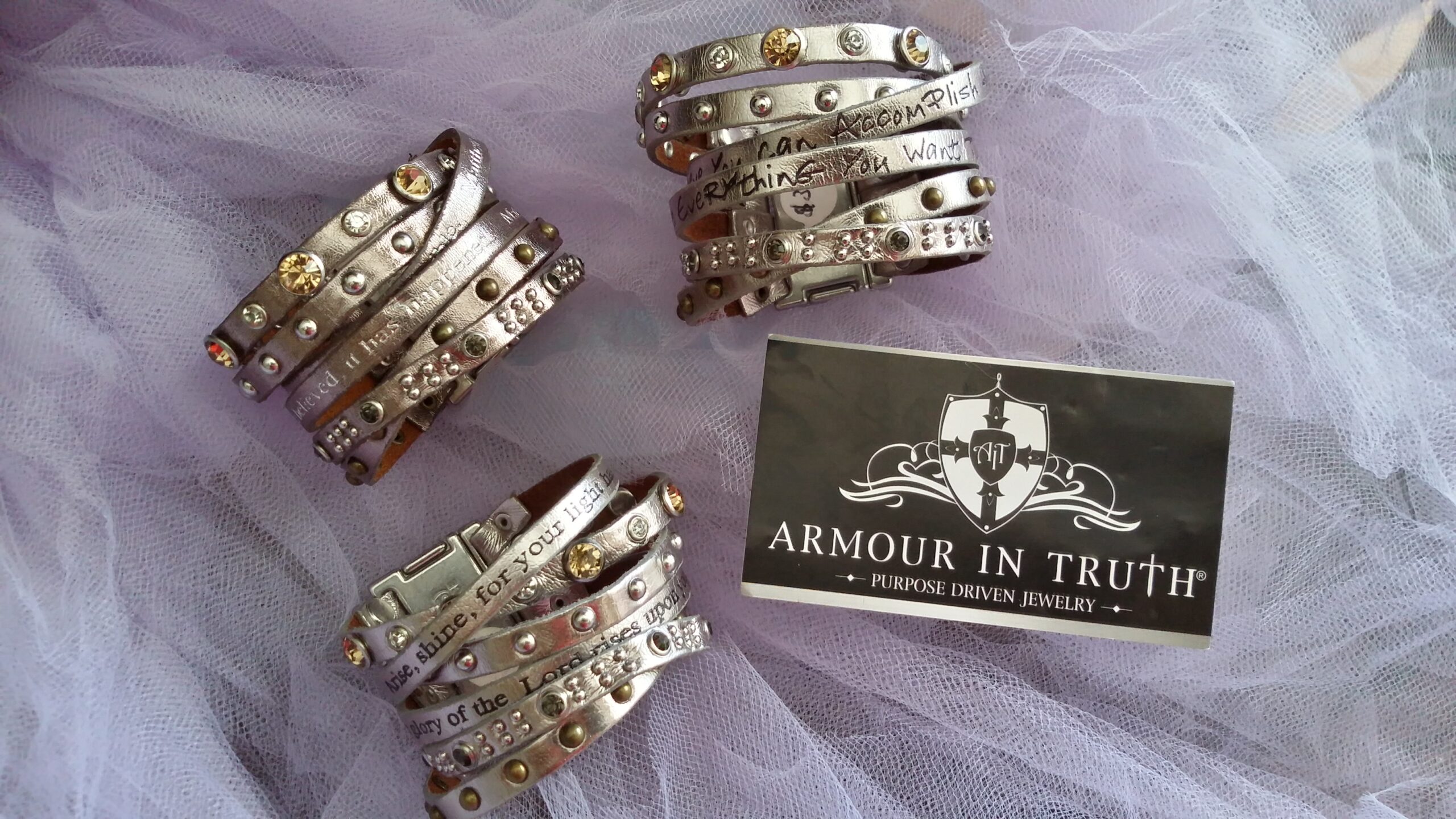 Bible Verse Leather Bracelets & Never Give Up Leather Bracelets