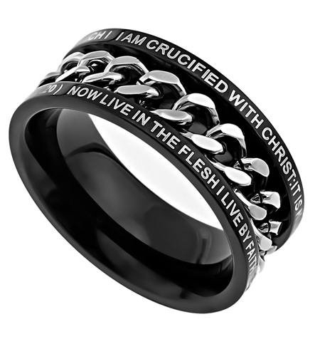 Scripture Ring I Am Crucified