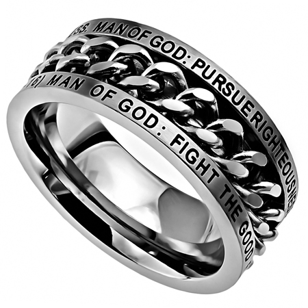 Scripture Ring Man of God Pursue Righteousness