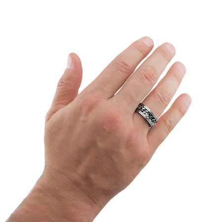 Scripture ring on hand