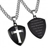 Black Shield Cross With Scripture