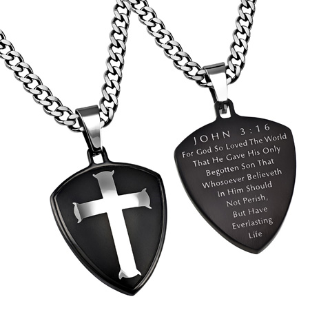 Black Shield Cross John 3-16