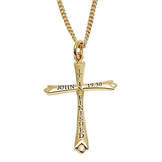 Gold Cross Necklace With Scripture - Image 3