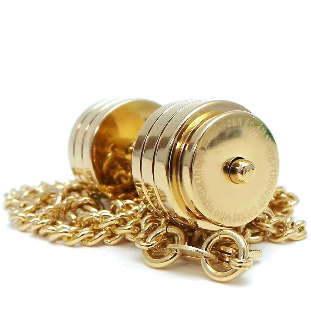 Gold Weight Lifiting Necklace With Scripture