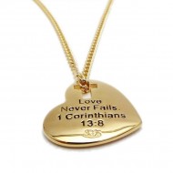 Gold Heart Necklace With Scripture