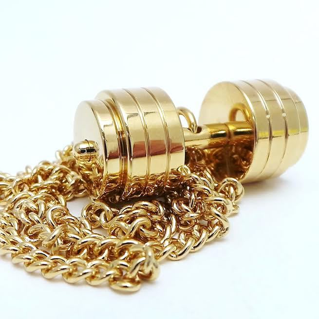 Gold Weight Lifiting Necklace With Scripture